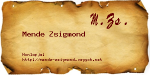 Mende Zsigmond névjegykártya